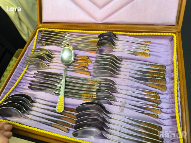 48 бр. Прибори / комплект/ Петко Денев / от социализма / Set of 48 pcs utensils from souvient union, снимка 3 - Антикварни и старинни предмети - 53297584
