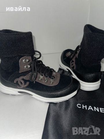Черни маратонки сиви Шанел Chanel , снимка 6 - Маратонки - 45783007
