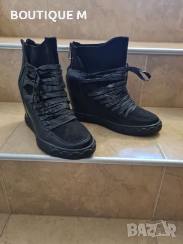 41н. Нови черни платформи , снимка 1 - Дамски обувки на ток - 45075047