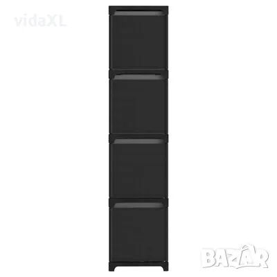 vidaXL Рафт с 12 кубични отделения с кутии, черен, 103x30x141 см, плат(SKU:322615), снимка 3 - Други - 48137791