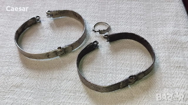 Комплект възрожденски стариннни сребърни гривни , снимка 2 - Антикварни и старинни предмети - 52084866