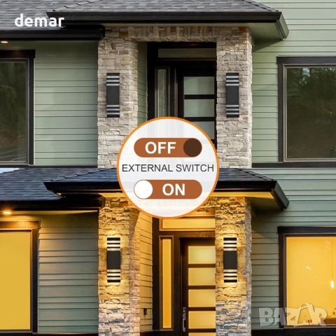 CELAVY Външна стенна лампа, IP65 LED лампа за веранда/входна врата, 2хGU10 крушки, черна, снимка 2 - Лампи за стена - 51932464