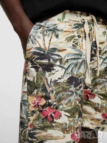 Мъжки плажни шорти с флорална апликация Zara, 97% памук, 3% еластан, L, снимка 3 - Други - 45675485