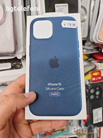 iPhone 15 silicone case Magsafe  Син оригинален запечатан