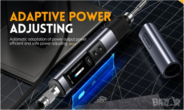 Професионален смарт поялник FNIRSI HS-02 с 6 човки, снимка 11 - Друга електроника - 54003479