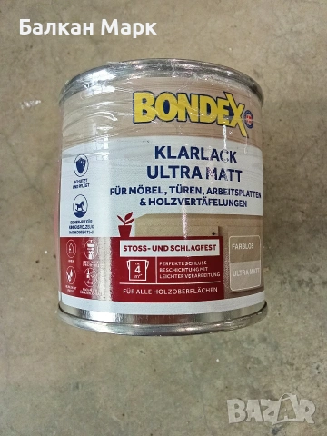 Немски лак за дърво BONDEX Ultra Matt – 250 мл 