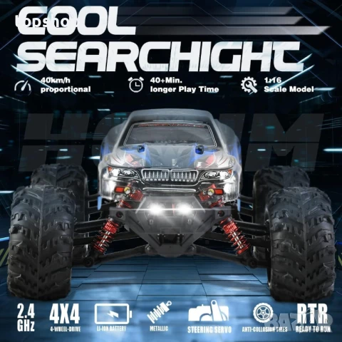 Hosim 1:16, 4WD кола с дистанционно 40+ км/ч с 2 батерии, радиоуправляем офроуд RC камион..., снимка 12 - Електрически играчки - 50649760
