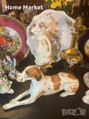 Lomonosov USSR Circa  1950 porcelain English Pointer dog - изящен и огромен сетер, снимка 2 - Антикварни и старинни предмети - 52791333