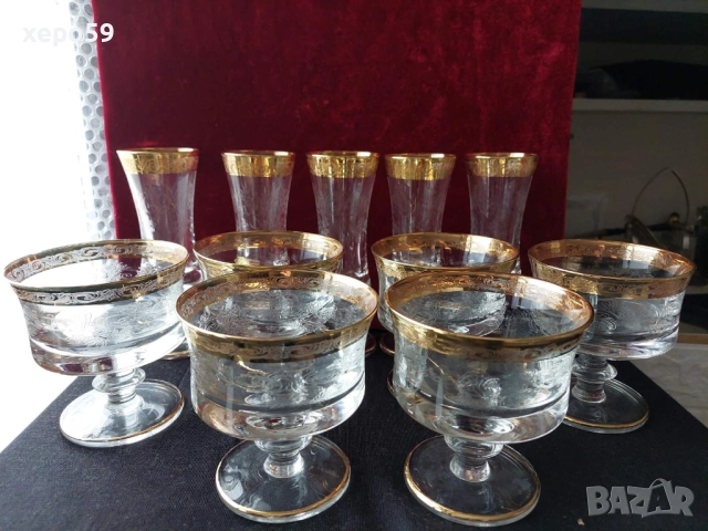 Кристални чаши,модел Murano Medici,отлично състояние,6 за десерти и 5 за вино, снимка 2 - Чаши - 52496712