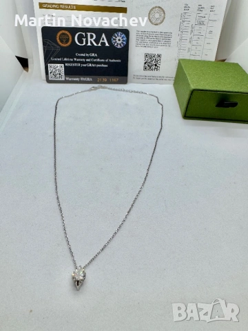 Сребърно колие с мойсанит (Диамант) 1 карат, снимка 10 - Колиета, медальони, синджири - 53331638