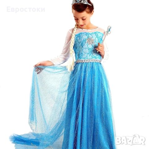 UPORPOR Костюм Frozen Elsa сребърни нишки. Светеща се рокля на принцеса Елза. Костюм за момичета., снимка 4 - Детски рокли и поли - 46091056