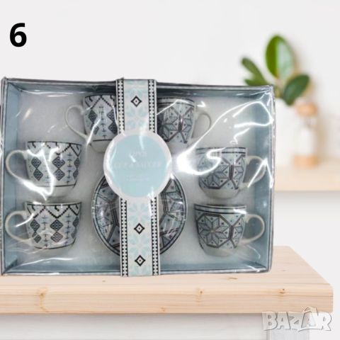 Луксозен комплект от 6 броя чаши за кафе с чинийки, снимка 2 - Чаши - 46420140