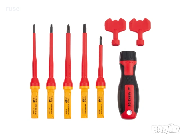  НОВИ! Комплект VDE отвертки 8 части Parkside сменяеми накрайници 1000V, снимка 5 - Отвертки - 53426891