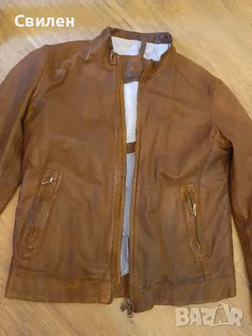 мъжко кожено яке Massimo Dutti M, снимка 3 - Якета - 47061189