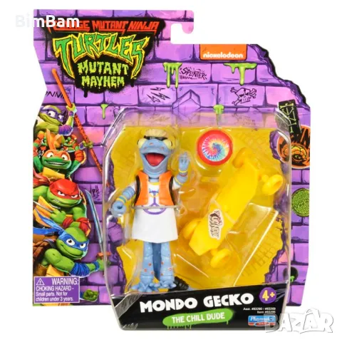 Оригинална eкшън фигурка Костенурките Нинджа TMNT Mutant Mayhem - Mondo Gecko, снимка 6 - Фигурки - 48060608