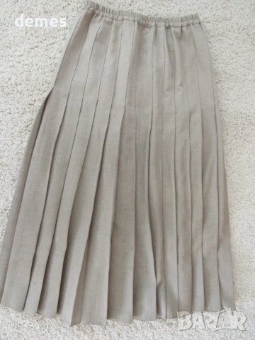 Плисирана пола в цвят капучино размер L, снимка 2 - Поли - 49691190