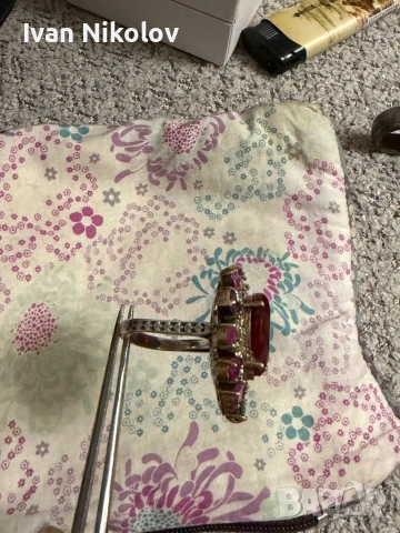 Дамски сребърен пръстен с рубини, снимка 6 - Пръстени - 53952393