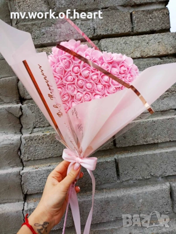 Нежно сърце с вечни рози, снимка 2 - Подаръци за жени - 53061540