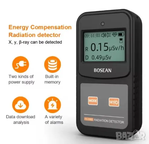 BOSEAN FS1000 Nuclear Radiation Detector Geiger Counter Wastewater Monitoring X-Rays Beta Gamma-Rays, снимка 4 - Други - 49374228