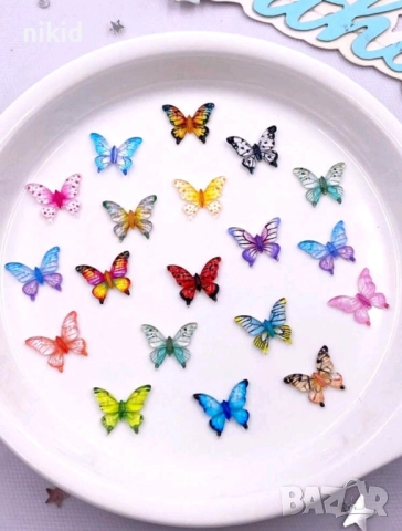 пеперуда пеперуди акрил фигурка бижу за нокти декорация украса за маникюр и др крафт, снимка 2 - Други - 51469431