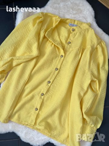 Жълта дамска риза, снимка 2 - Ризи - 46413840