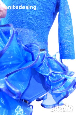 Синя рокля за спортни танци с дантела, снимка 9 - Детски рокли и поли - 45798191