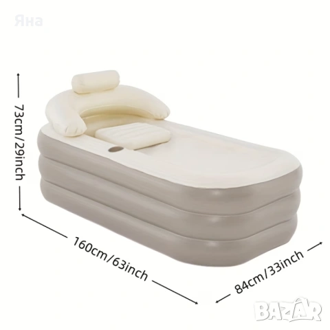 Надуваема преносима Вана с покривало и цип за задържане на топлината, снимка 6 - Душ кабини и вани - 53965175