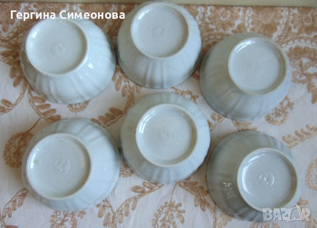 Шест купички стар български порцелан, снимка 4 - Чинии - 52775394