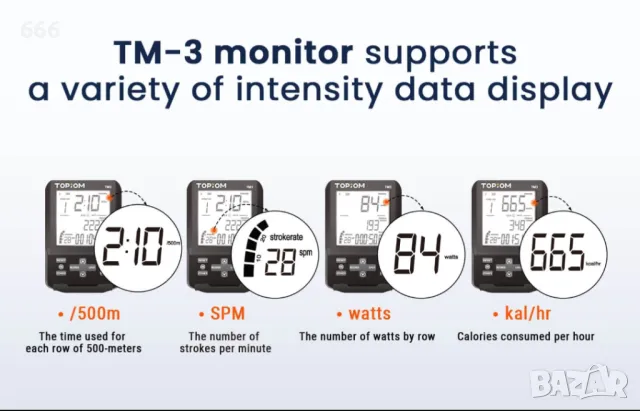 Монитор за гребен тренажор TM3., снимка 3 - Други спортове - 47426334