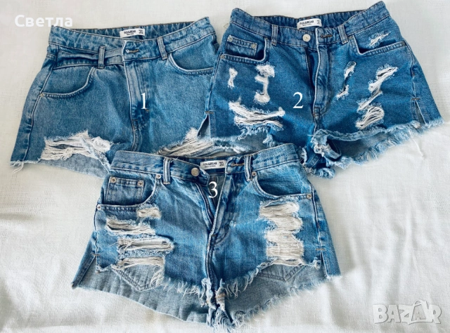 ЛОТ-Bershka,ZARA,CROPP,PULL&BEER,SHEIN-S/XS/L-Къси 8бр.+1бр.дълги дънкови пантал.-незавършен подгъв