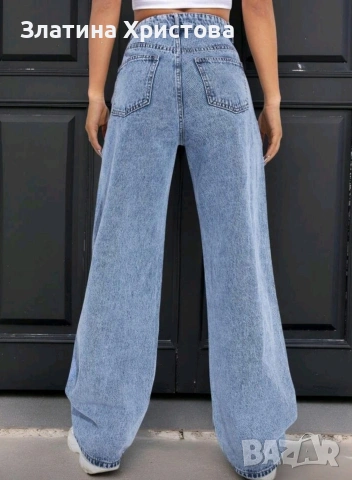 Дамски дънки с широк крачол и странично закопчаване, снимка 2 - Дънки - 53529481