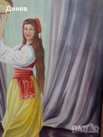 картина маслени бои Танцьорка с Даире (Ориенталски Мотив), снимка 4 - Декорация за дома - 52146217