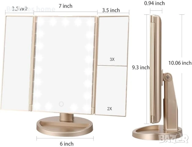 Огледало за грим с осветление deweisn с 3X/2X/1X увеличение, 21 LED светлини, снимка 2 - Други - 51148270