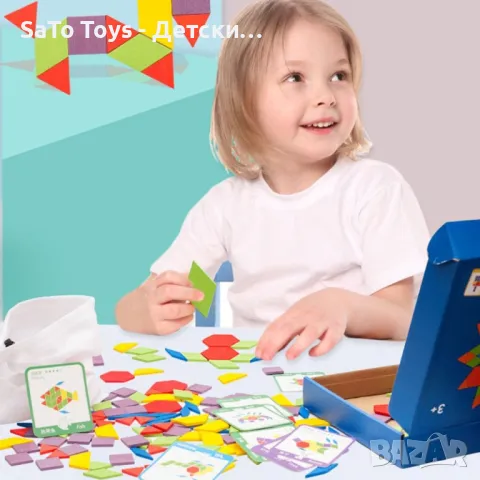 Детски дървен пъзел с геометрични форми от 155 части, снимка 6 - Игри и пъзели - 49990367