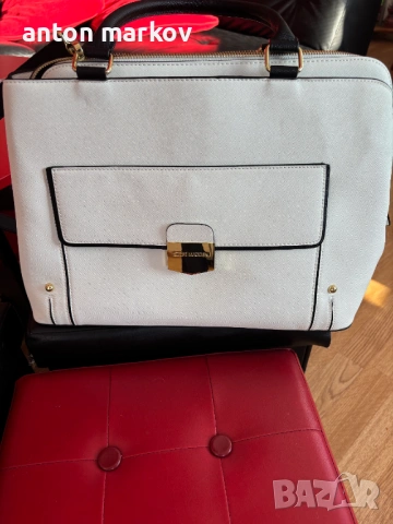 Голяма бяла дамска чанта от марката STEVE MADDEN. /НОВА. Безплатна доставка.