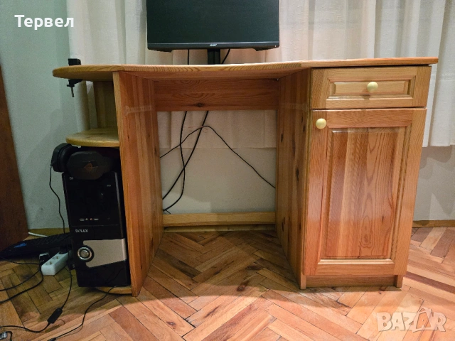 Бюро от масивен чам - стабилно, в отлично състояние , снимка 4 - Бюра - 53028868