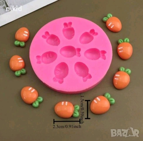 5 вида малки моркова моркови морковчета морков силиконов молд форма фондан шоколад декор, снимка 9 - Форми - 54240708