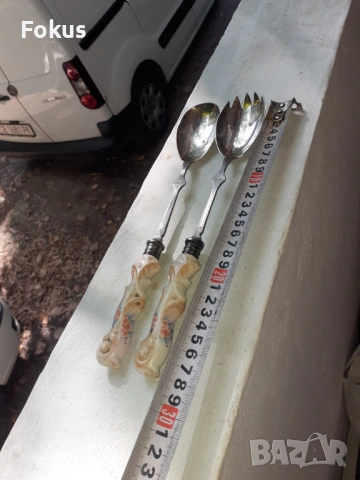 Английски посребрени прибори за салата с маркировки, снимка 7 - Антикварни и старинни предмети - 53296729
