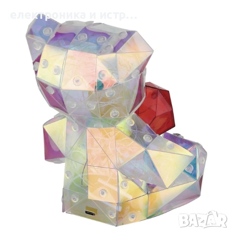 LED нощна лампа мече със сърце, USB, прозрачна/червена, снимка 4 - Лед осветление - 53423461