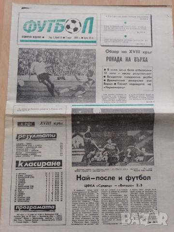 Левски ЦСКА 0:2 3:2 вестник Футбол 1988 г.