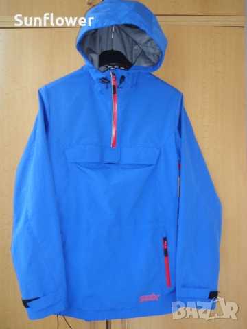 Дамско ветроустойчиво синьо яке с качулка анорак SWIX, размер M  