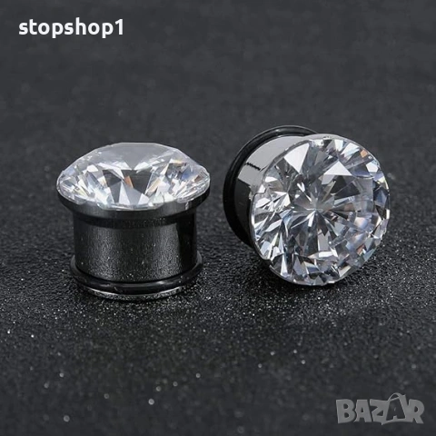 Пиърсинг на ухо от стомана с цирконии AAA+ 316L 