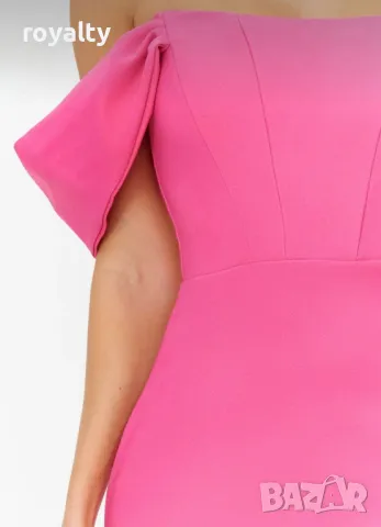 Розова дамска елегантна рокля , снимка 4 - Рокли - 50047156