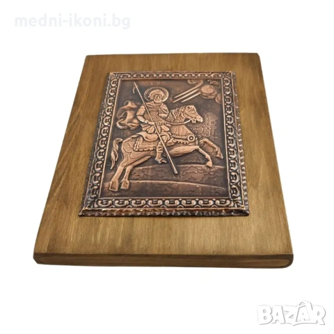 МЕДНА ИКОНА СВЕТИ ВЕЛИКОМЪЧЕНИК МИНА, снимка 3 - Икони - 53636473