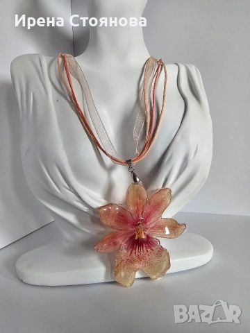 Нежно колие с естествен цвят на орхидея Камбрия. , снимка 9 - Колиета, медальони, синджири - 53737894