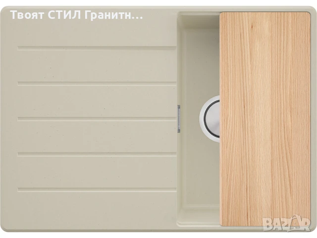 Беж кухненска мивка от гранит Копенхаген 40 Top 700х500, снимка 8 - Мивки - 50860925