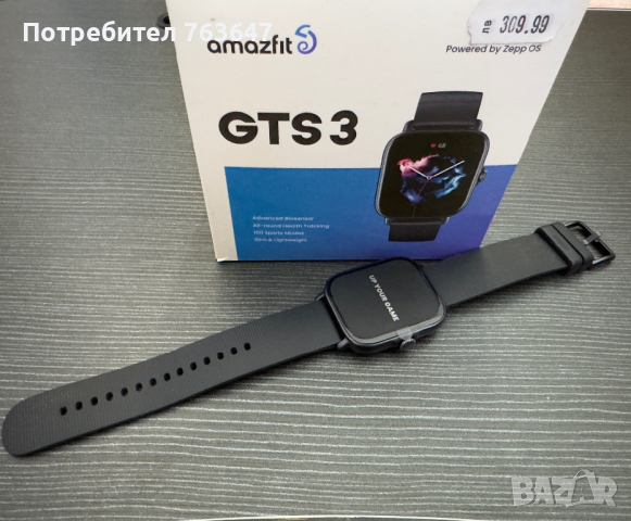 НОВ Amazfit gts 3 black smart watch, снимка 1 - Смарт гривни - 45004431