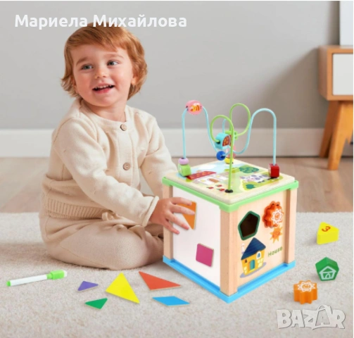 Монтесори сортер,дървено кубче,образователно!, снимка 3 - Образователни игри - 53248072