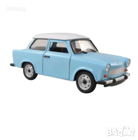 Метална кола Trabant 601 / Трабант, 1963, WELLY, мащаб 1:24, син цвят, бял таван, , снимка 2 - Колекции - 47761454