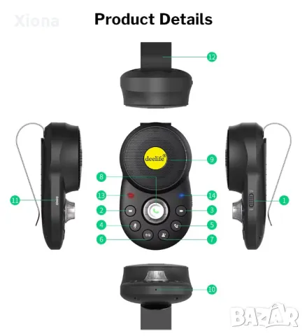 Висок клас bluetooth комплект за автомобил Deelife NX2, снимка 5 - Bluetooth тонколони - 49334390